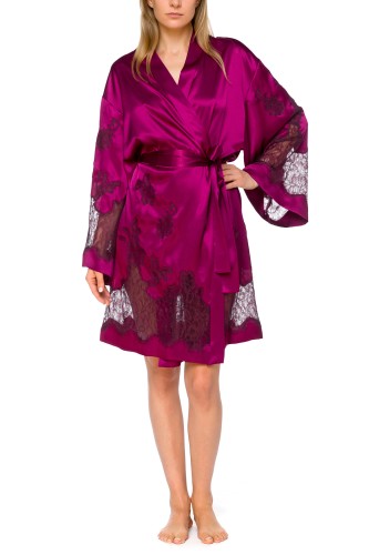 krótki satynowy szlafrok z koronką COEMI