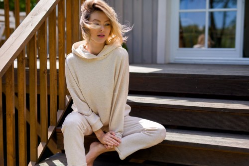 Damska bawełniana bluza kangurka lniana